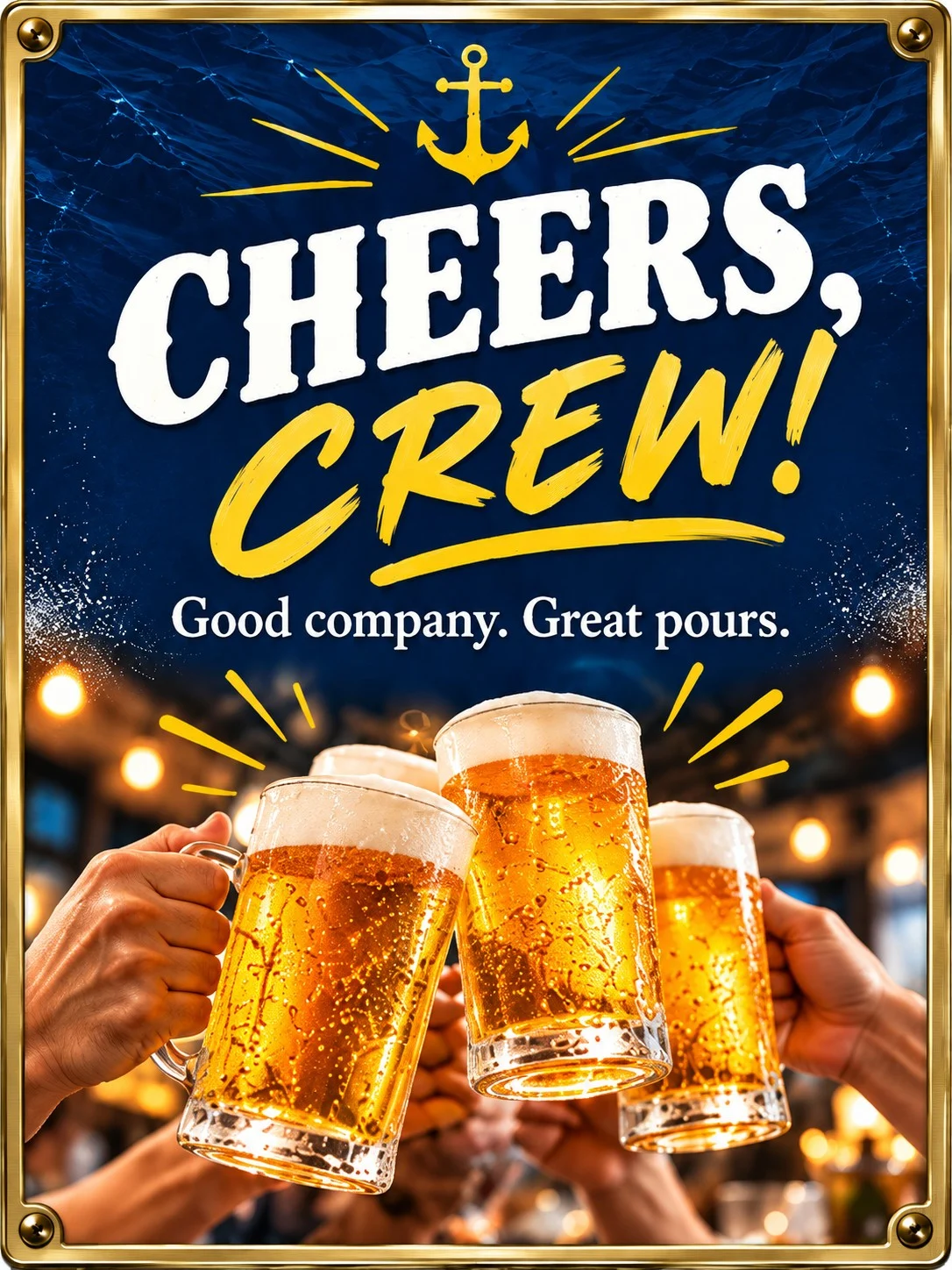 Cheers, Crew! Good company. Great pours.